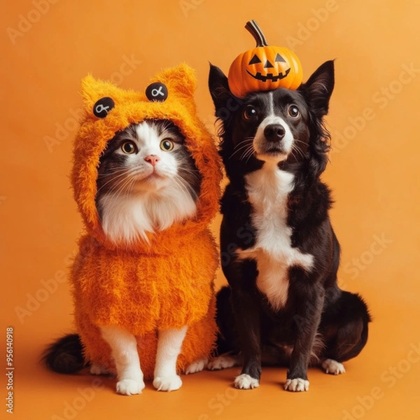 Obraz cat_and_dog_in_costume_for_halloween