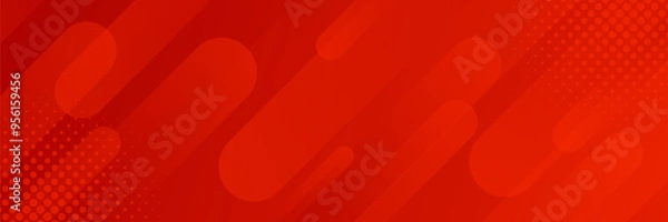 Obraz Abstract red dynamic banner background with halftone, modern wallpaper. Vector illustration. Suitable for templates, sale banners, events, ads, web, pages and headers