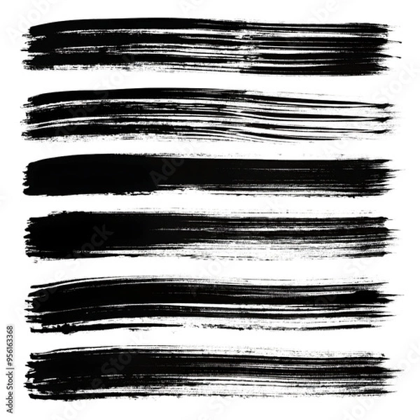 Obraz Black brush set transparent background, png