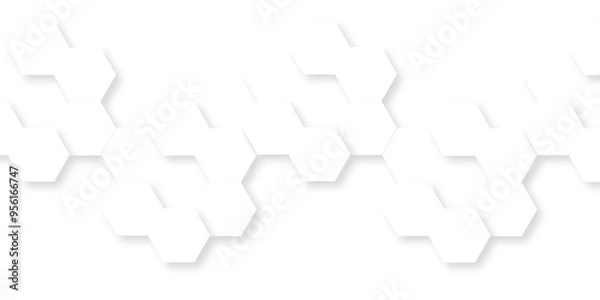 Fototapeta Abstract background with hexagonal white hexagon. white polygonal pattern background vector. seamless bright white abstract honeycomb background.