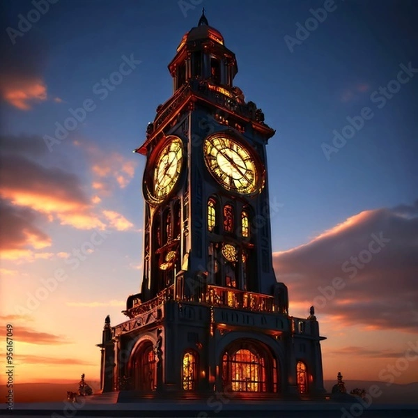 Fototapeta Clock, clock tower, clock design, mechanical, time, luxury watch, gold watch, table clock,