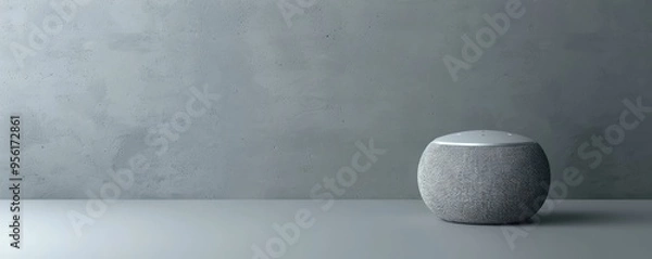 Obraz Minimalist gray smart speaker against a plain backdrop