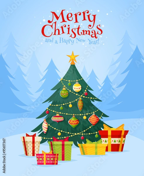 Obraz Christmas tree with gifts