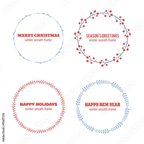 Obraz Decorative winter circle wreath collection