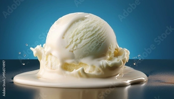 Fototapeta chocolate ice cream,Melting scoop of vanilla ice cream with plain background,ice, cream, cone, ice cream, dessert, food, sweet, cold, 