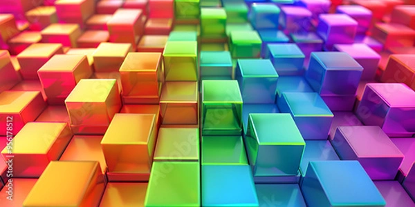 Fototapeta  vibrant, and abstract representation of a 3D cube wall.