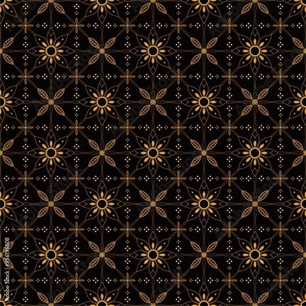 Fototapeta Vector Javanese ethnic batik pattern template with a beautiful and elegant natural color combination