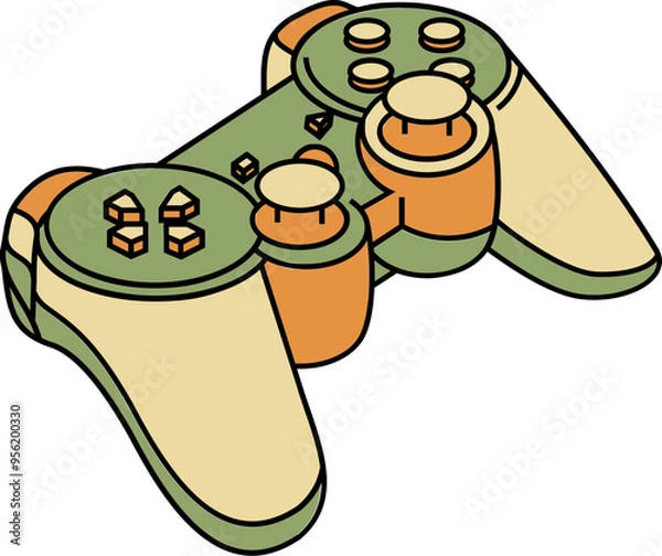 Fototapeta Gaming Controller in Retro Illustration
