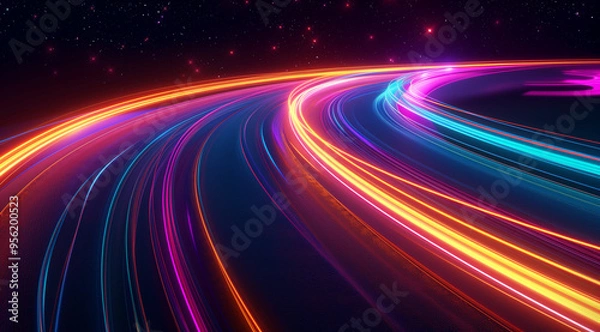 Fototapeta Abstract background with colorful light streaks 