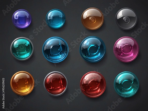 Fototapeta 3D Glass Morphism Buttons