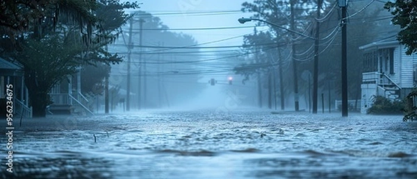 Obraz A severe tropical storm with heavy rainfall caused a major flooding 