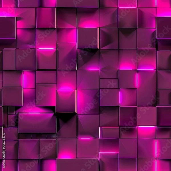 Obraz Futuristic 3D Geometric Pattern with Pink and Black Interlocking Shapes