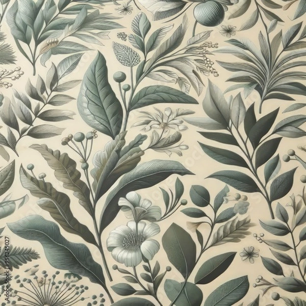 Obraz 74 17 Botanical print oilcloth Oilcloth featuring botanical patt