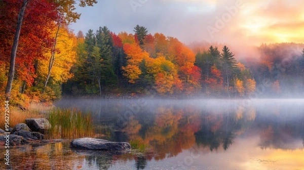 Fototapeta Lake Autumn Foliage