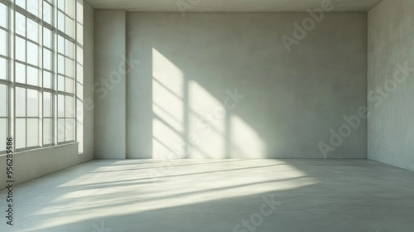 Obraz 3D rendering of a minimalist empty room with shadow effects