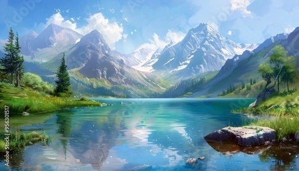 Fototapeta Serene Mountain Lake Landscape