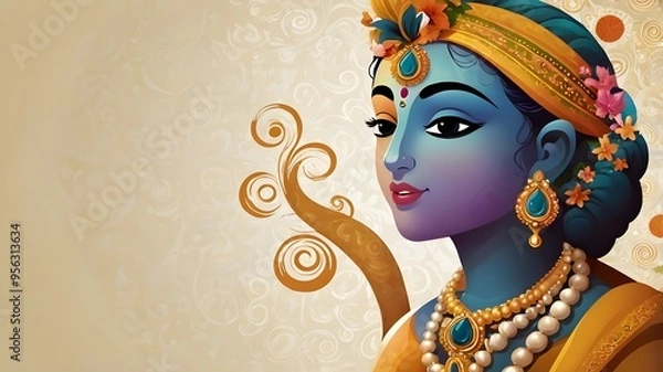 Fototapeta festival of happy shree krishna janmashtami abstract design background
