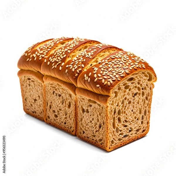 Fototapeta Delicious whole grain bread isolated on white background