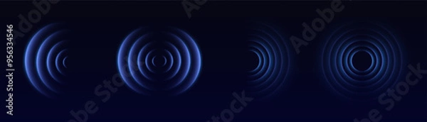 Fototapeta Wifi wave light effect. Radar sensor, beep technology, digital sign.Transparent neon circle symbol. wireless internet connection. Radar or sonar with wireless technology emitting a light effect