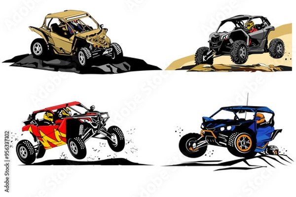 Obraz UTV offroading social club logo design vector set	
