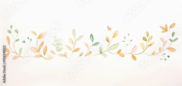 Fototapeta A delicate pattern of pastel leaves gracefully arranged, perfect for backgrounds or seasonal designs.