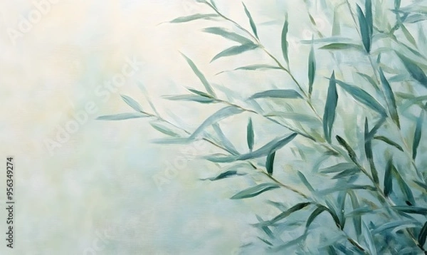 Fototapeta oil painting of Desmostachya bipinnata plant in a garden , Generative AI
