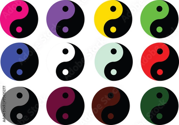 Obraz Yin Yang colored symbol