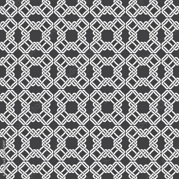 Fototapeta Seamless pattern of braided crosses with swatch for filling. Celtic ornament texture. Fashion geometric background for web or printing design.