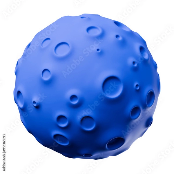 Fototapeta A blue moon or a planet filled with craters isolated