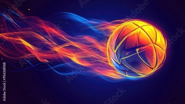 Obraz A volleyball symbol in motion, with a dynamic, energetic design, representing the thrill of the game.