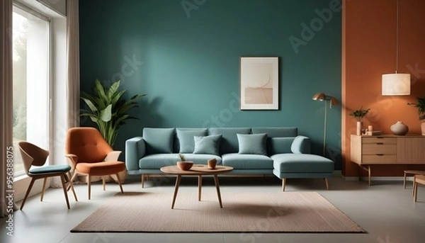 Fototapeta Photo interior modern design room 3d illustration