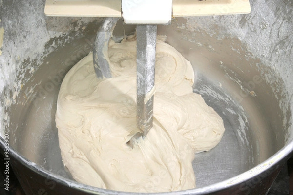 Obraz making pastry dough with mixer
