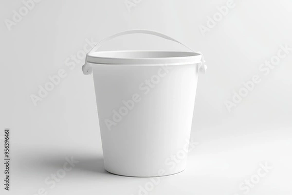 Fototapeta A plain white bucket with a handle, suitable for various storage and carrying purposes.