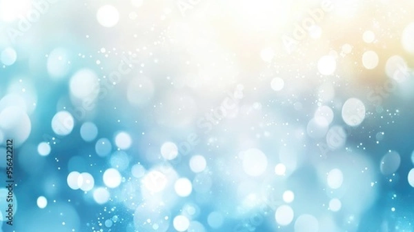 Fototapeta Luxury bright background with subtle white and blue hues, softly blurred to create a calming, luminous atmosphere.