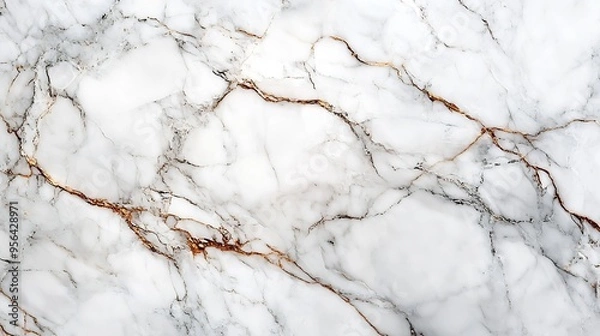 Fototapeta White polished finish italian statuario marble white carrara statuario marble texture background calacatta glossy marble with brown streaks across the surface stone texture for digital : Generative AI