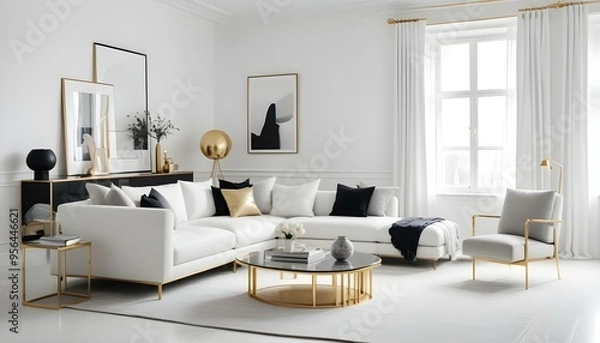 Obraz Photo interior modern design room 3d illustration
