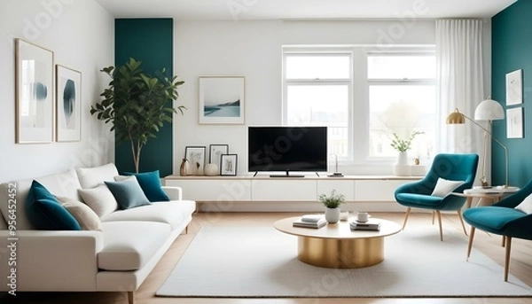 Fototapeta Photo interior modern design room 3d illustration