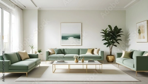 Fototapeta Photo interior modern design room 3d illustration