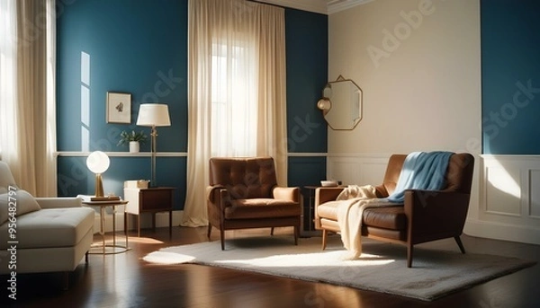 Fototapeta Photo interior modern design room 3d illustration