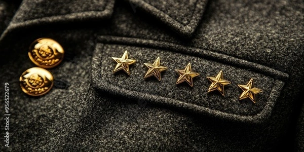 Obraz Gold stars and buttons on a dark fabric.