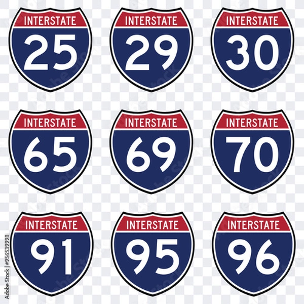 Obraz Intarstate american road sign vector isolated.