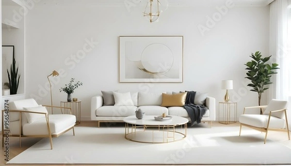 Fototapeta Photo interior modern design room 3d illustration