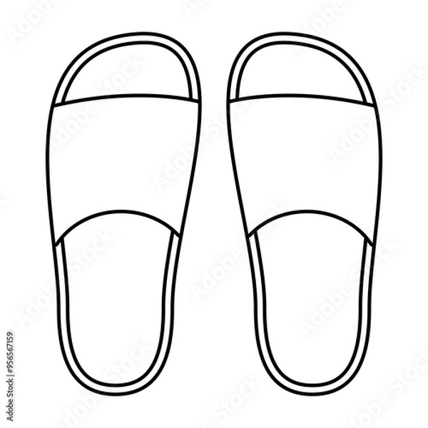 Fototapeta Slippers Line Art Illustration