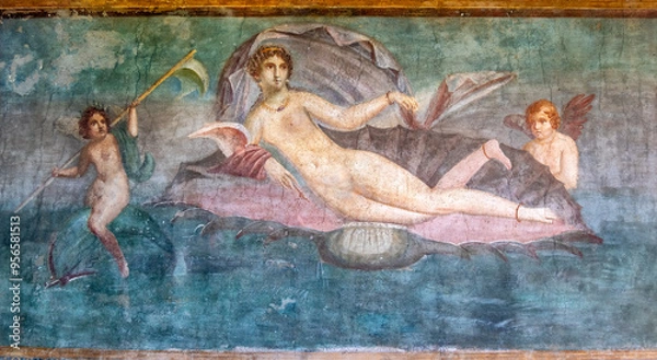 Fototapeta Roman fresco, Venus in the Shell in Pompeii 79 AD