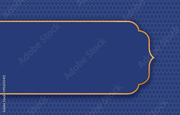 Fototapeta Banner with golden frame. Luxury oriental style patterned background with gold frame