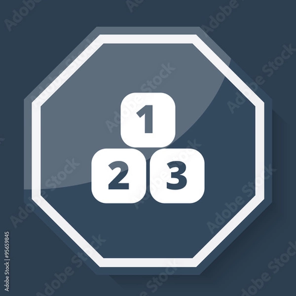 Obraz White 123 Blocks icon on plum blue web app button