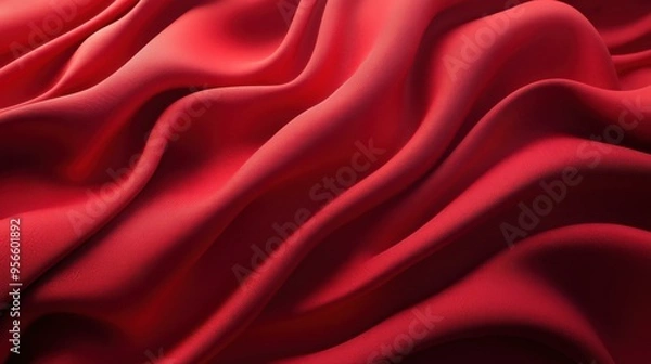 Fototapeta Red Fabric Texture Background - Abstract Smooth Silk Material