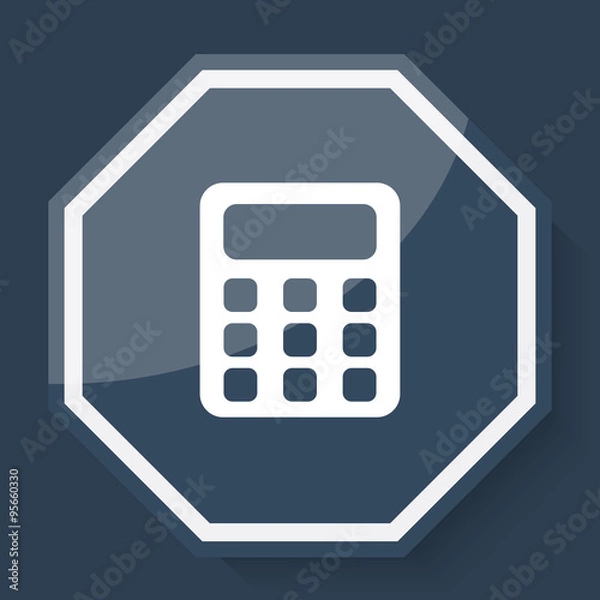 Fototapeta White Calculator icon on plum blue web app button
