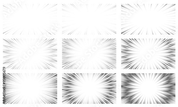 Obraz 灰色のグラデーションの漫画集中線のイラスト素材