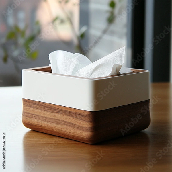 Obraz Tissue box on wooden table 